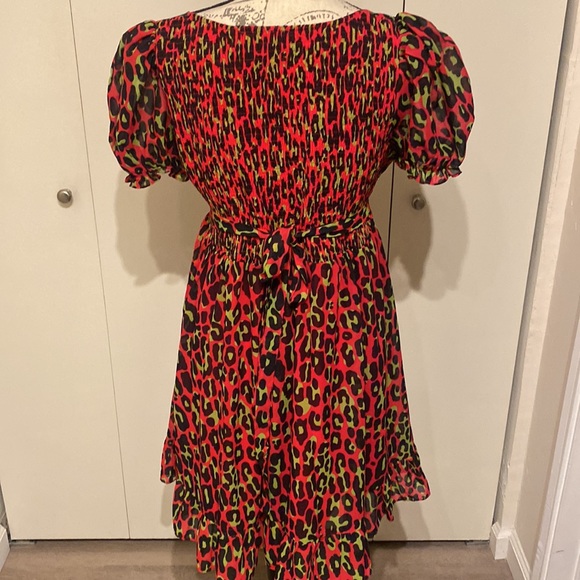 Sourpuss Cream Puff Pink and Green Leopard Print Dress - Picture 5 of 5